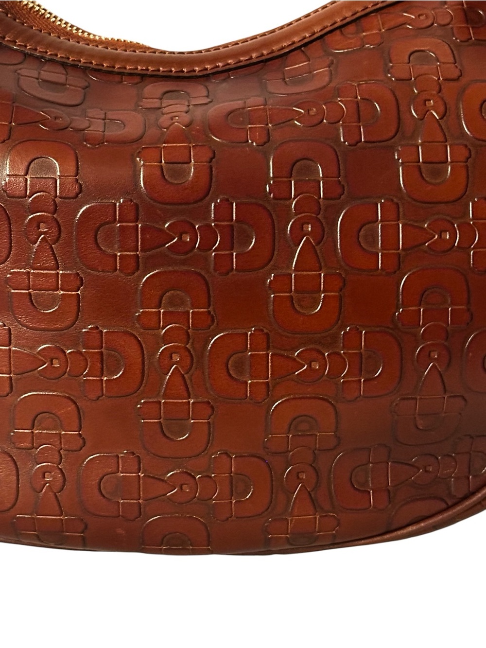 Gucci Rich Brown Horsebit Embossed Leather Shoulder Hobo Bag Bamboo-Ring Detail - Picture 4 of 17